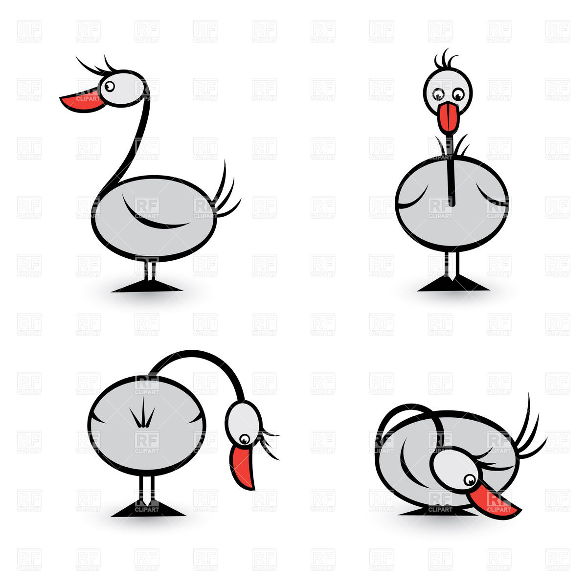 1200x1200 Goose In Different Positions Royalty Free Vector Clip Art Image