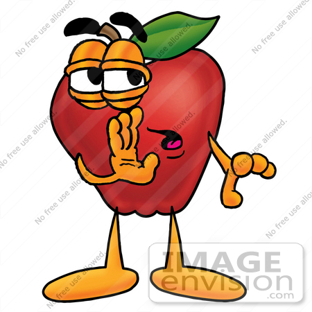 450x450 Clip Art Graphic Of A Red Apple Cartoon Character Whispering