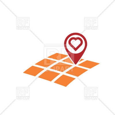 400x400 Map Gps Location With Heart Symbol Royalty Free Vector Clip Art