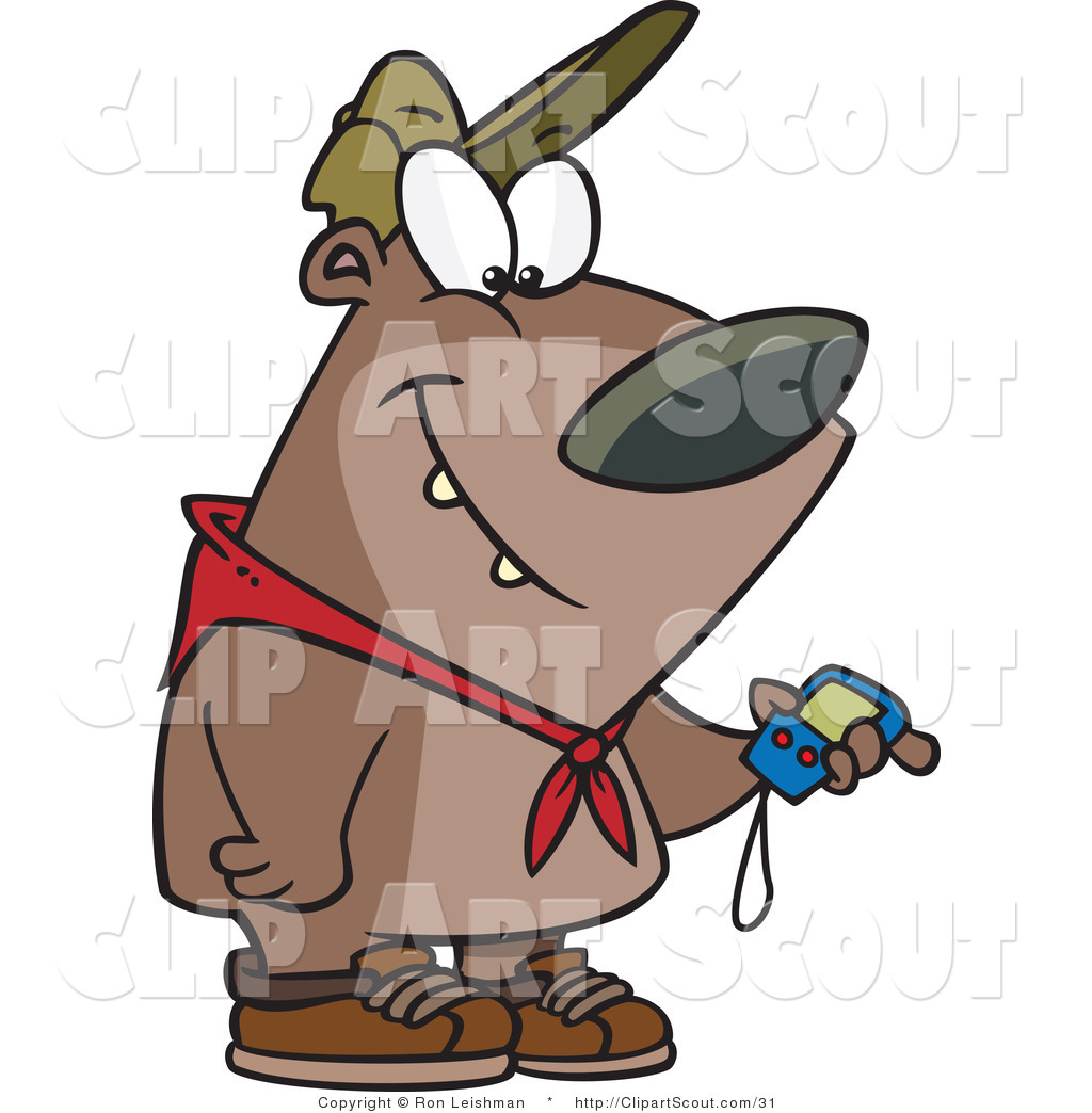 1024x1044 Vector Clipart Of A Cartoon Hiking Bear Looking