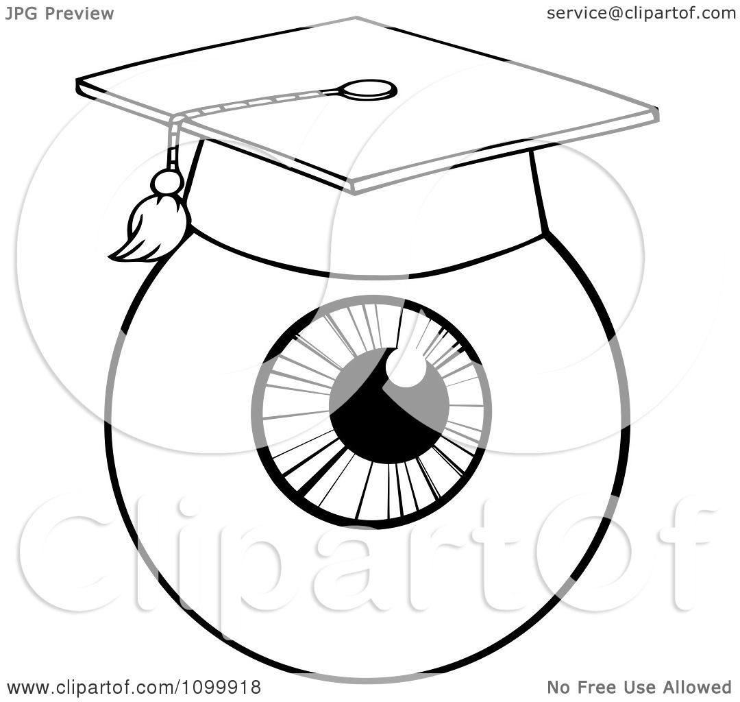 1080x1024 Clipart Black And White Eyeball Wearing A Graduation Cap
