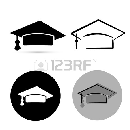 450x450 Black Graduate Hat Isolated Over White Background. Vector Stock