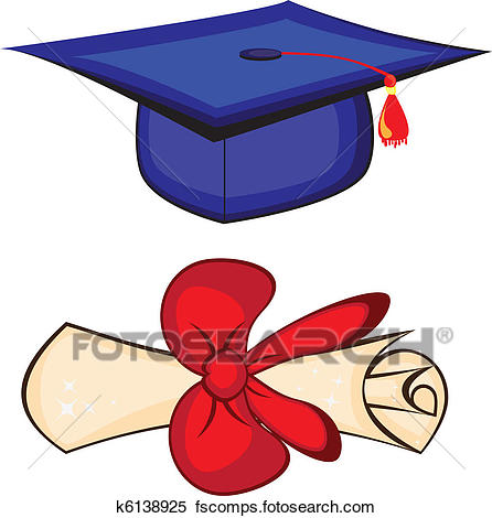 446x470 Clipart Of Diploma And Graduation Cap K6138925