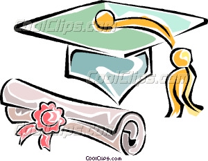 300x233 Graduation Cap With Diploma Vector Clip Art