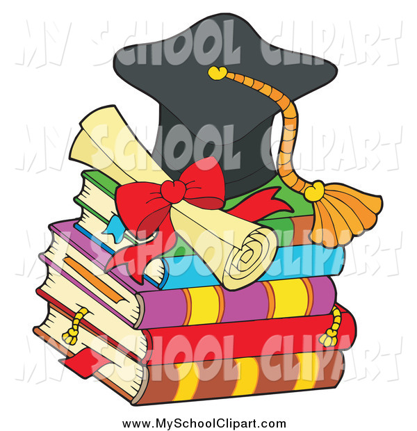600x620 Clip Art Of A Graduation Cap With A Diploma On Top Of Books By