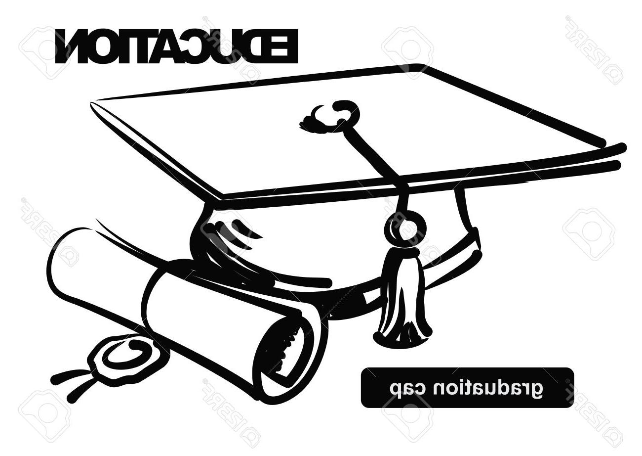 1300x922 Best Hd Illustration Of Graduation Cap Stock Vector Student Drawing