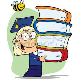 300x300 Royalty Free A Little Blond Graduate With Cap And Gown Holding