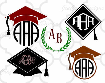 340x270 Graduation Svg Graduation Cap Svg Monogram Frame Silhouette