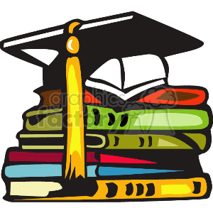 300x300 Royalty Free Stack Of Books With A Graduation Cap Sitting On Them