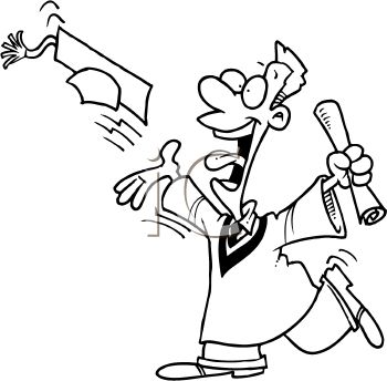 350x344 Graduation Cartoon Of A Boy Throwing His Cap