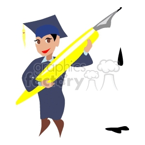 300x300 Royalty Free A Graduate With A Blue Cap And Gown Holding A Large