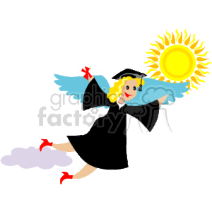 300x300 Royalty Free A Happy Graduate In Her Cap And Gown Soaring In