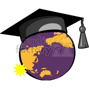 300x300 Royalty Free Cartoon Globe Wearing A Cap 138603 Vector Clip Art