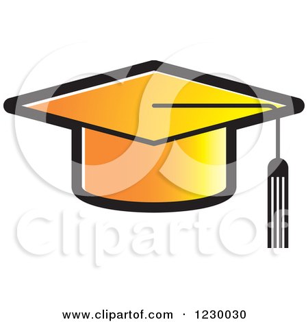 450x470 Clipart Of A Gradient Orange Mortar Board Graduation Cap Icon
