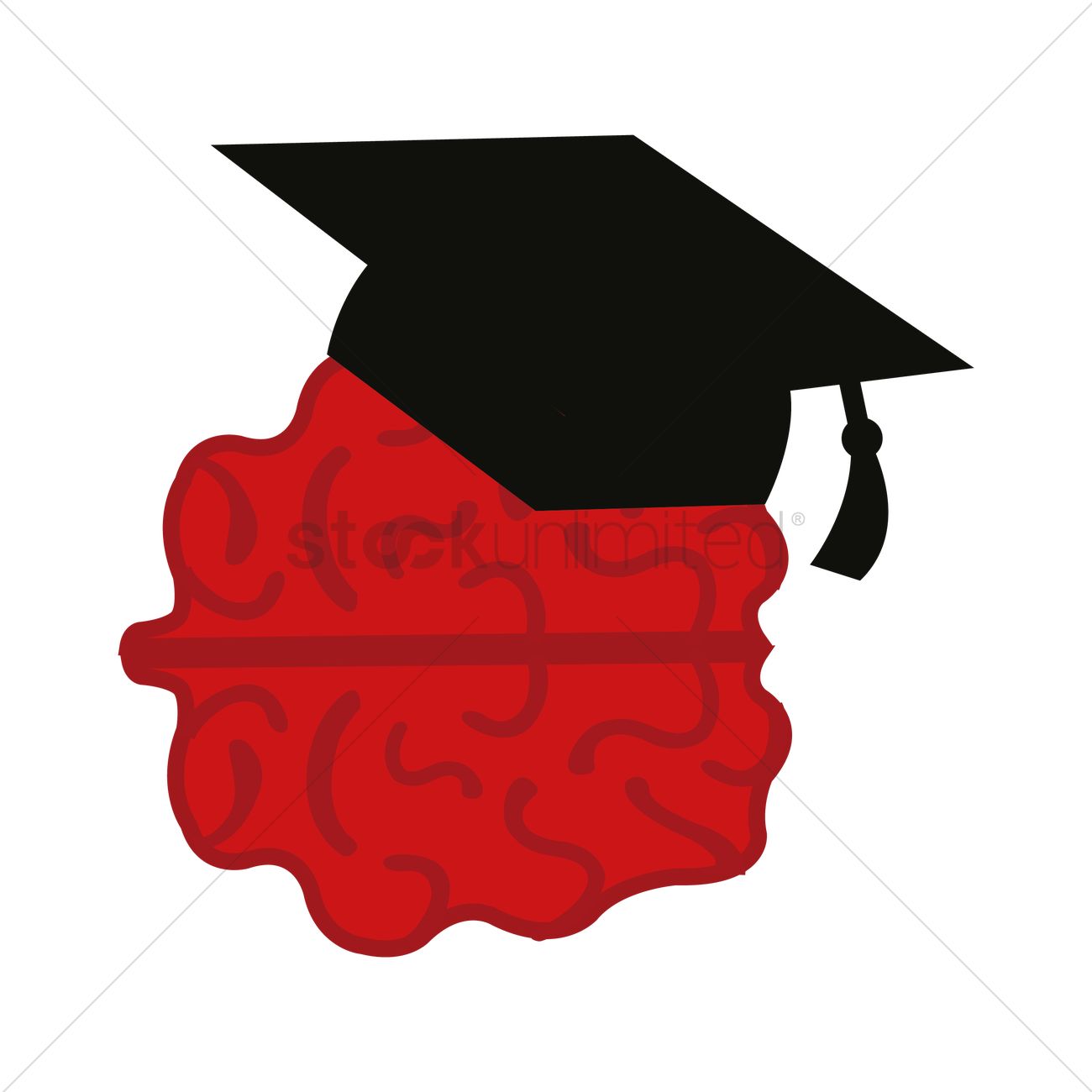 1300x1300 Brain With Graduation Cap Vector Image