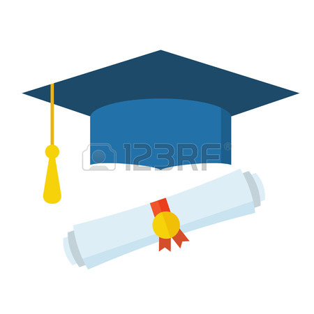 450x450 Graduation Hat And Diploma Scroll Outline Vector Icon. Graduation