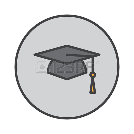 450x450 Graduation Hat Line Icon, Outline Vector Sign, Linear Style