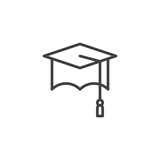 160x160 Square Academic Cap Line Icon, Outline Vector Sign, Linear Style