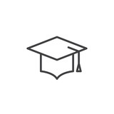 160x160 Student In Mantle And Graduation Cap Outline Icon, Line Vector