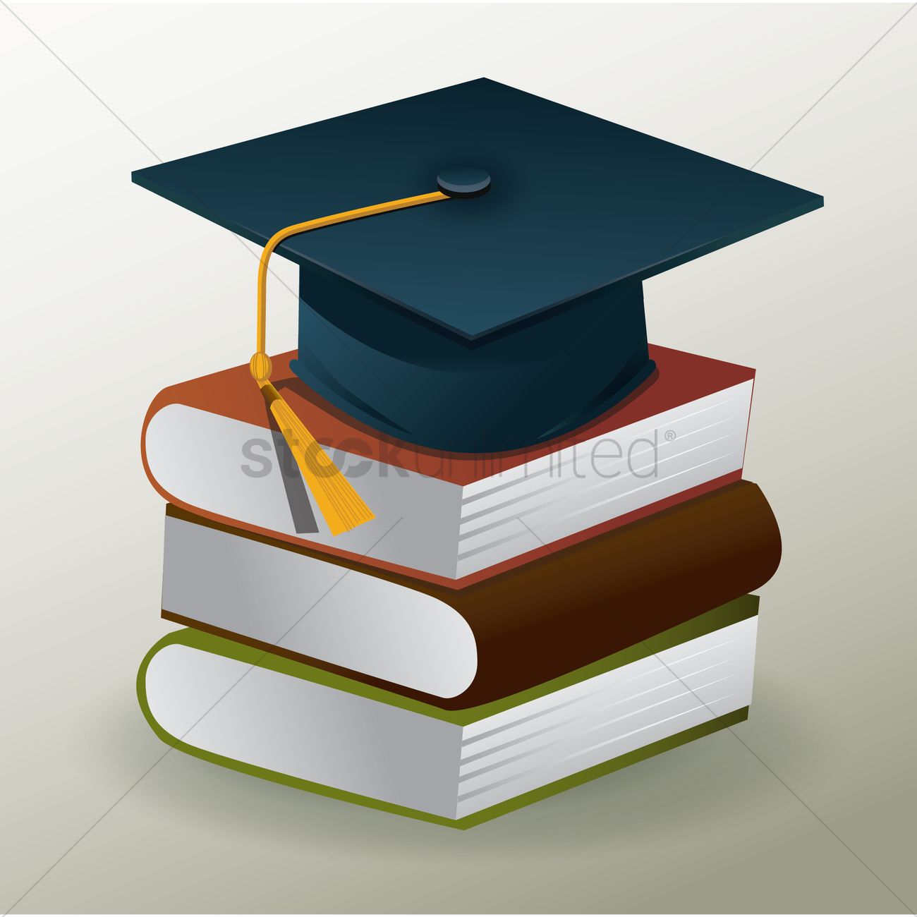 1300x1300 Graduation Hat And Stack Of Books Vector Image
