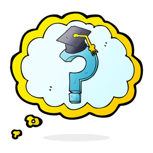 300x300 Freehand Drawn Thought Bubble Cartoon Graduation Cap On Question