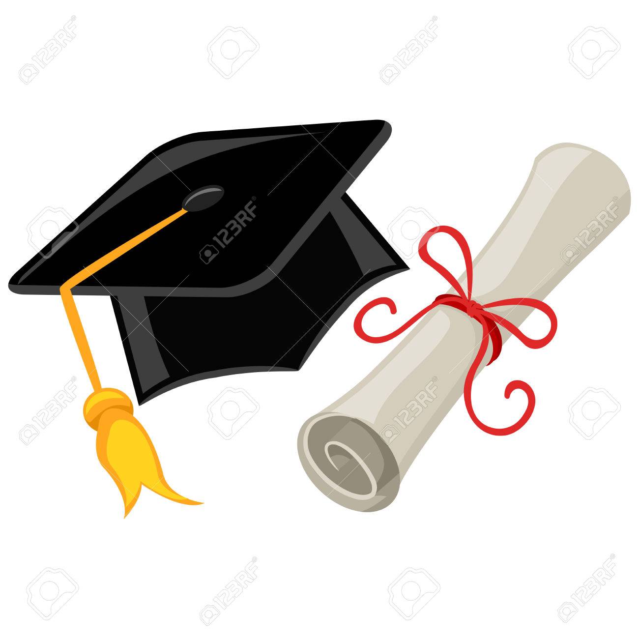 1300x1300 Vector Illustration Of Graduation Cap, Mortarboard And Diploma