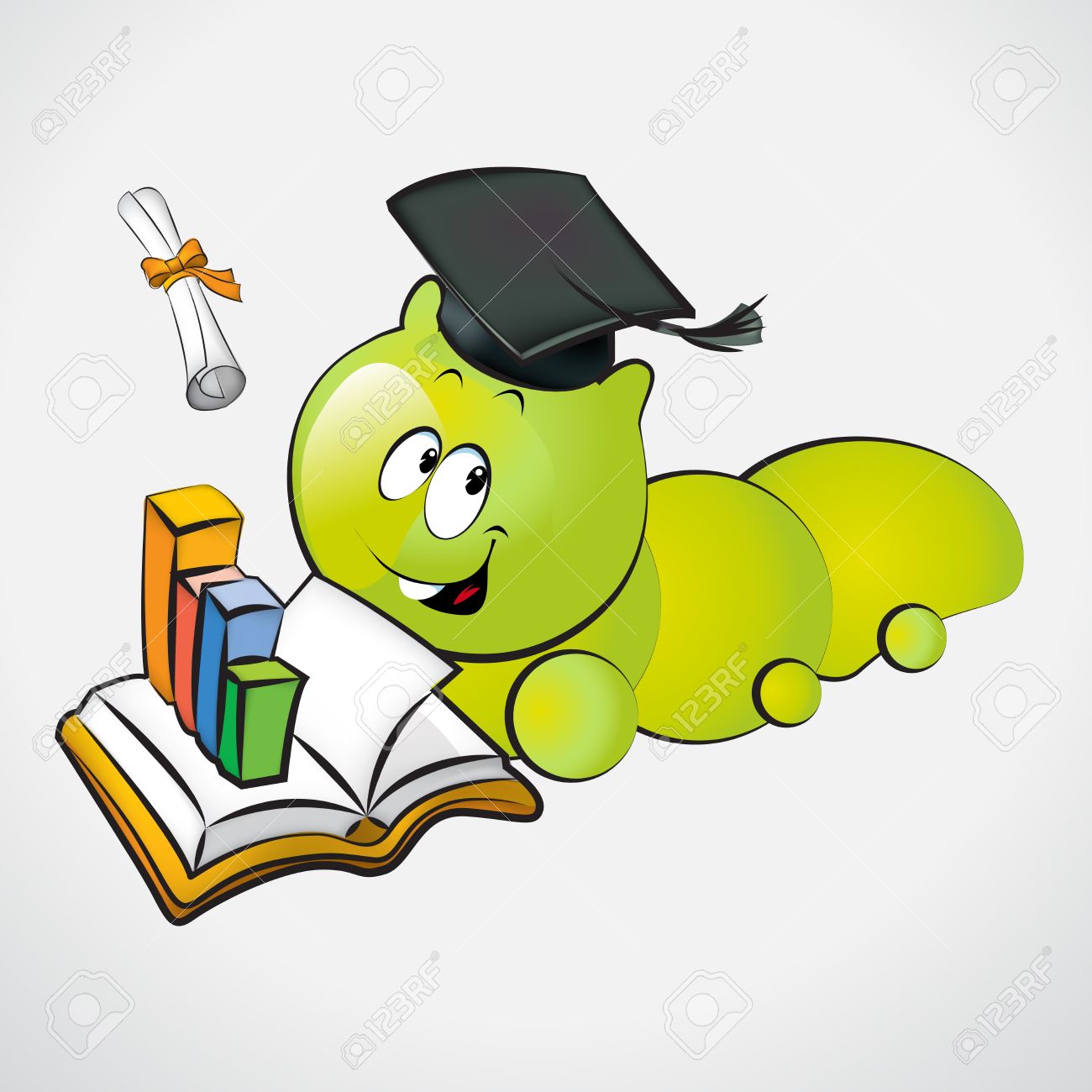 1300x1300 Bookworm With Graduation Cap And Holding A Diploma Royalty Free
