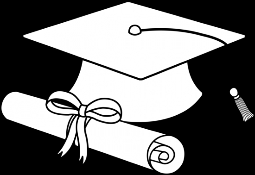 820x563 Graduation Cap Clip Art Black And White Tattoo Clipart Best