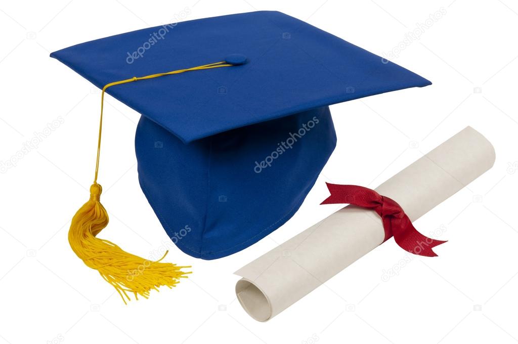 1024x680 Blue Graduation Hat With Diploma Stock Photo Whitestar1955