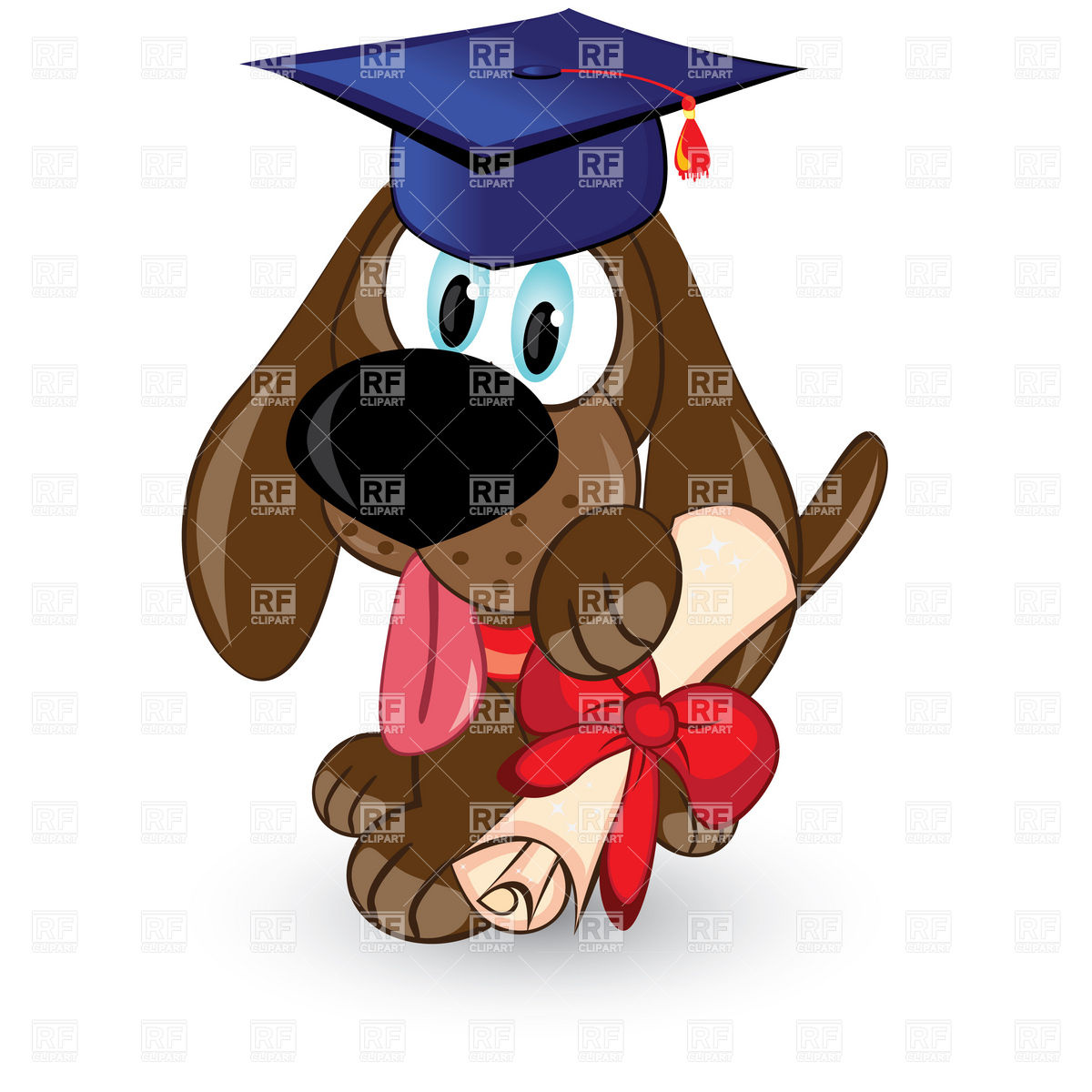 1200x1200 Cartoon Dog With Graduation Cap And Diploma Royalty Free Vector