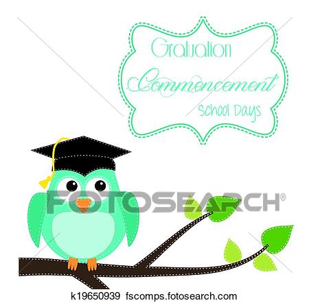 450x442 Clip Art Of Owl With Graduation Cap Sitting On Branch K19650939