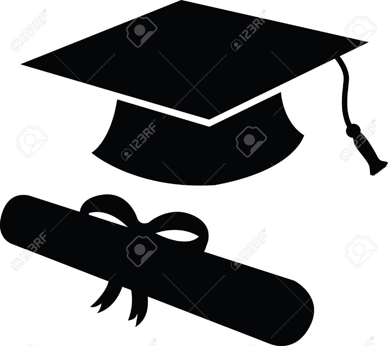 1300x1158 Graduation Cap And Diploma In Black Silhouette, Icon Or Symbol