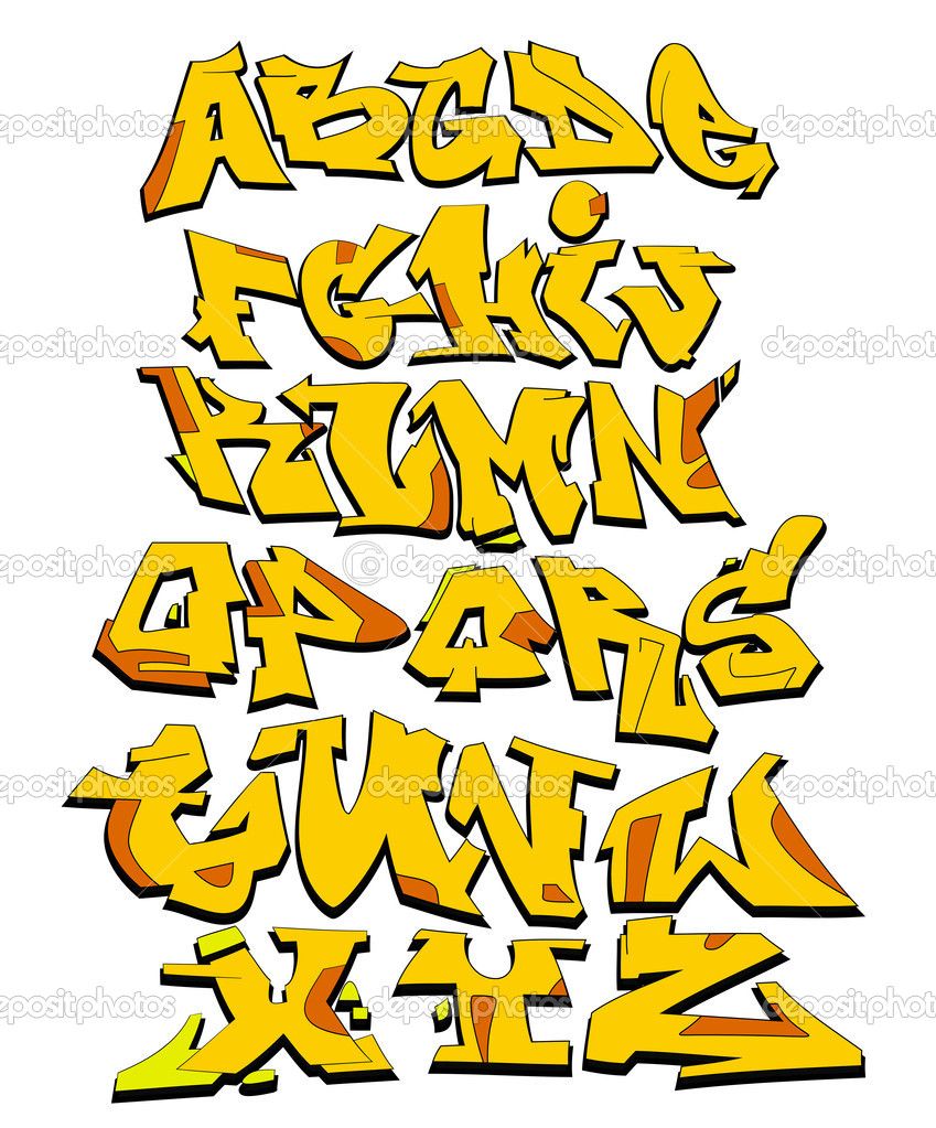 849x1023 Graffiti Font Alphabet Vector Art Design Stock Vector Sergey