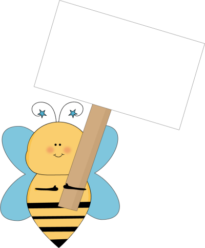 400x482 Blue Star Bee Holding A Blank Sign Clip Art