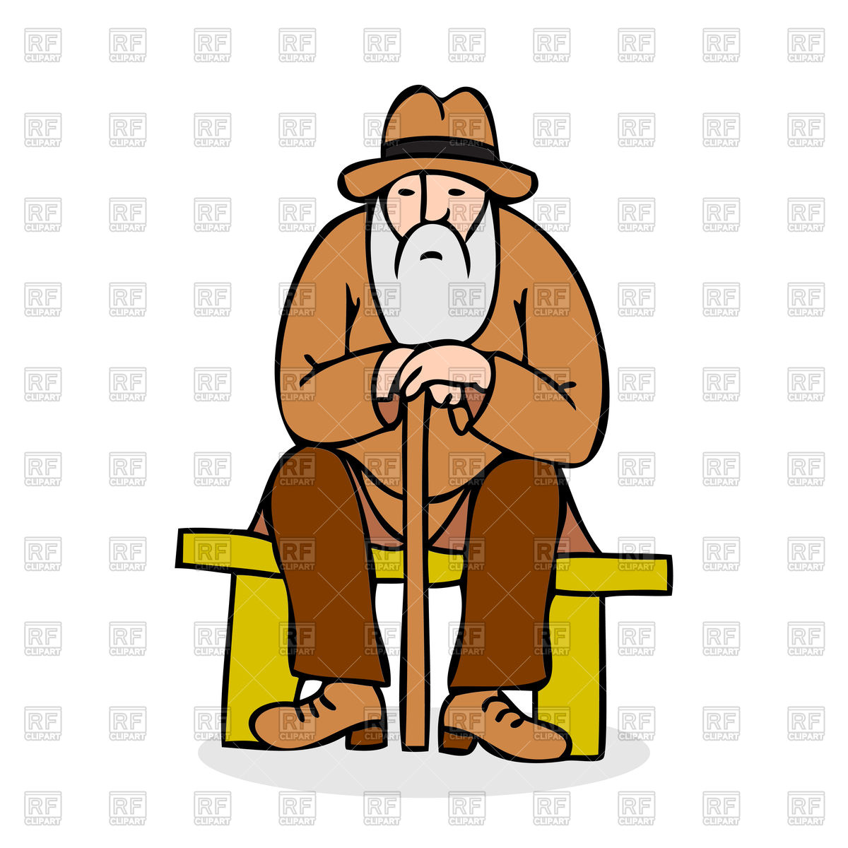 1200x1200 Funny Grandfather With A Long Beard Sitting On A Bench Royalty