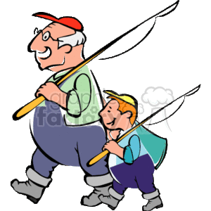 300x300 Royalty Free Grandfather And Grandson Going Fishing 157519 Vector