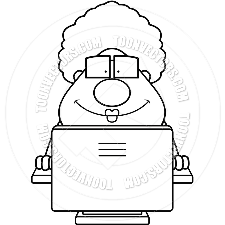 940x940 Computer Grandma (Black And White Line Art) By Cory Thoman Toon