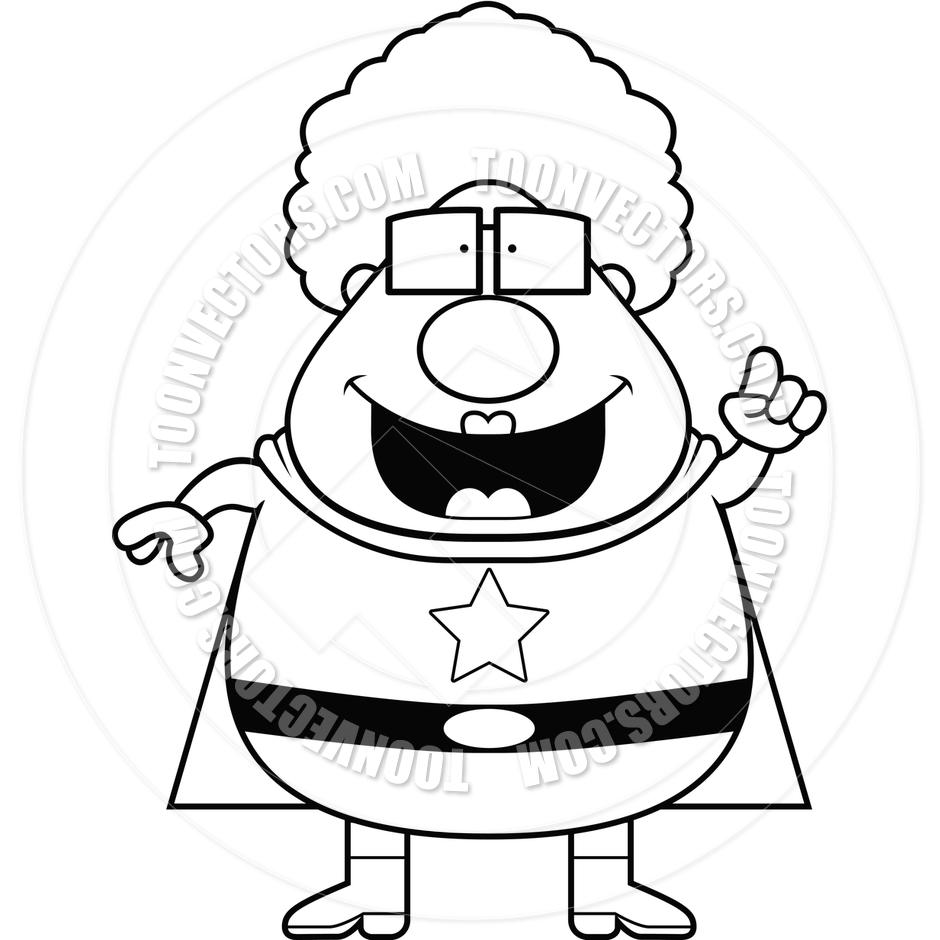 940x940 Superhero Grandma Idea (Black And White Line Art) By Cory Thoman