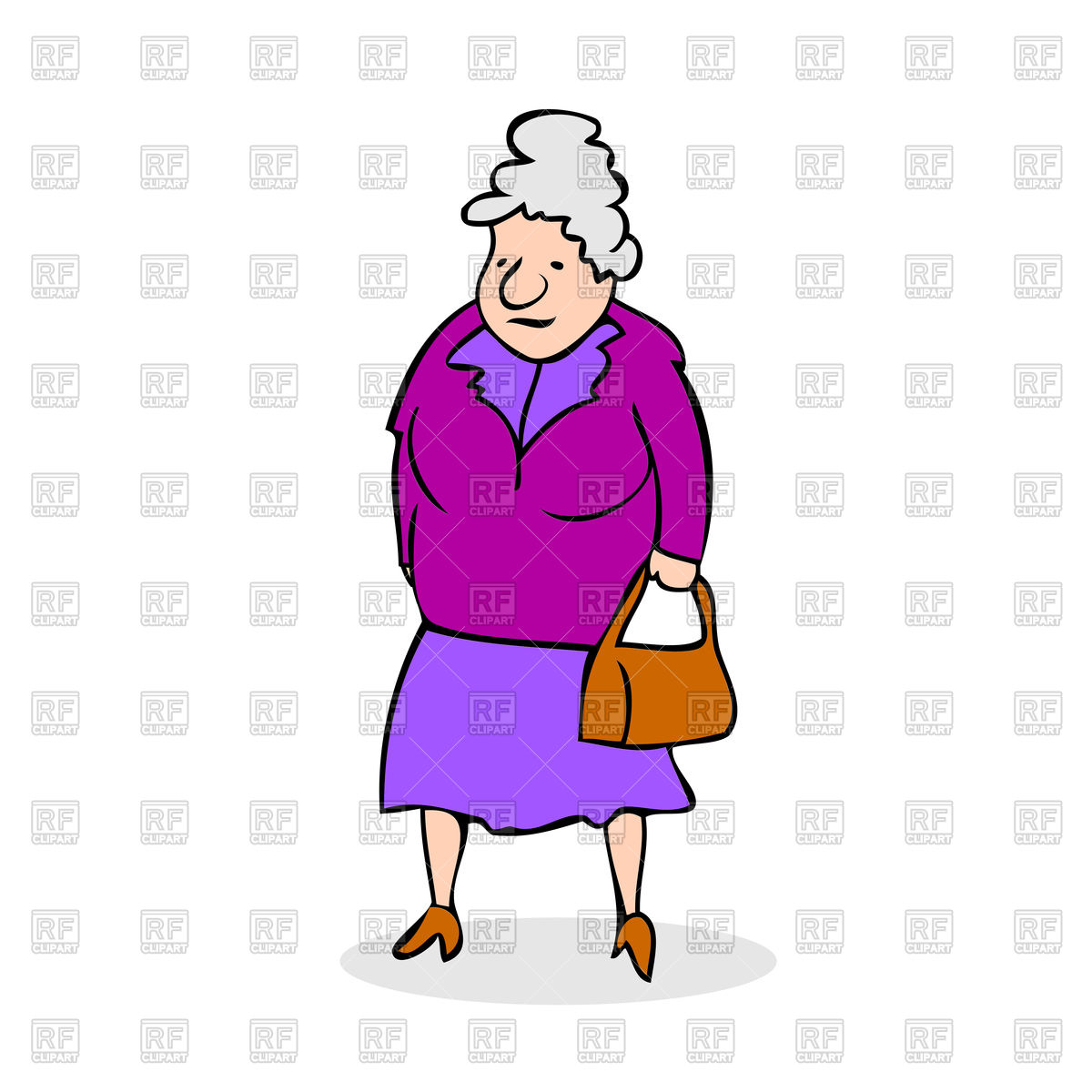 1200x1200 Colorful Cartoon Grandmother With Bag Free Vector Clip Art Image