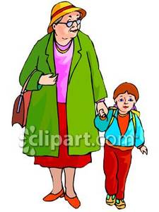 225x300 Little Boy Walking To School With His Grandma Royalty Free Clipart