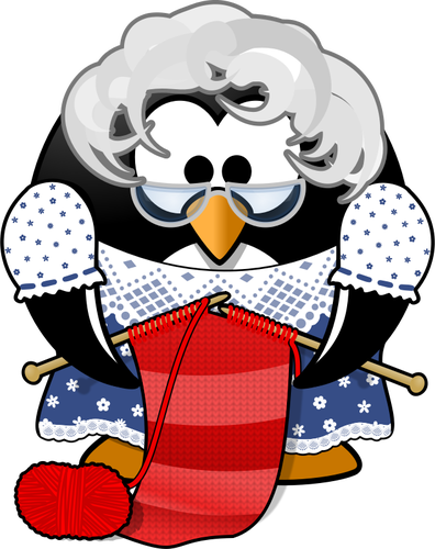 396x500 Vector Clip Art Of Grandma Penguin Knitting Public Domain Vectors