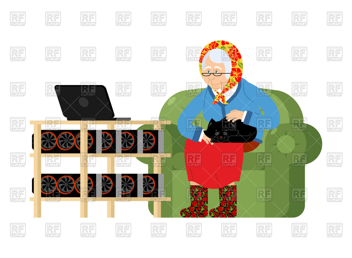 1200x879 Grandmother And Mining Farm Royalty Free Vector Clip Art Image