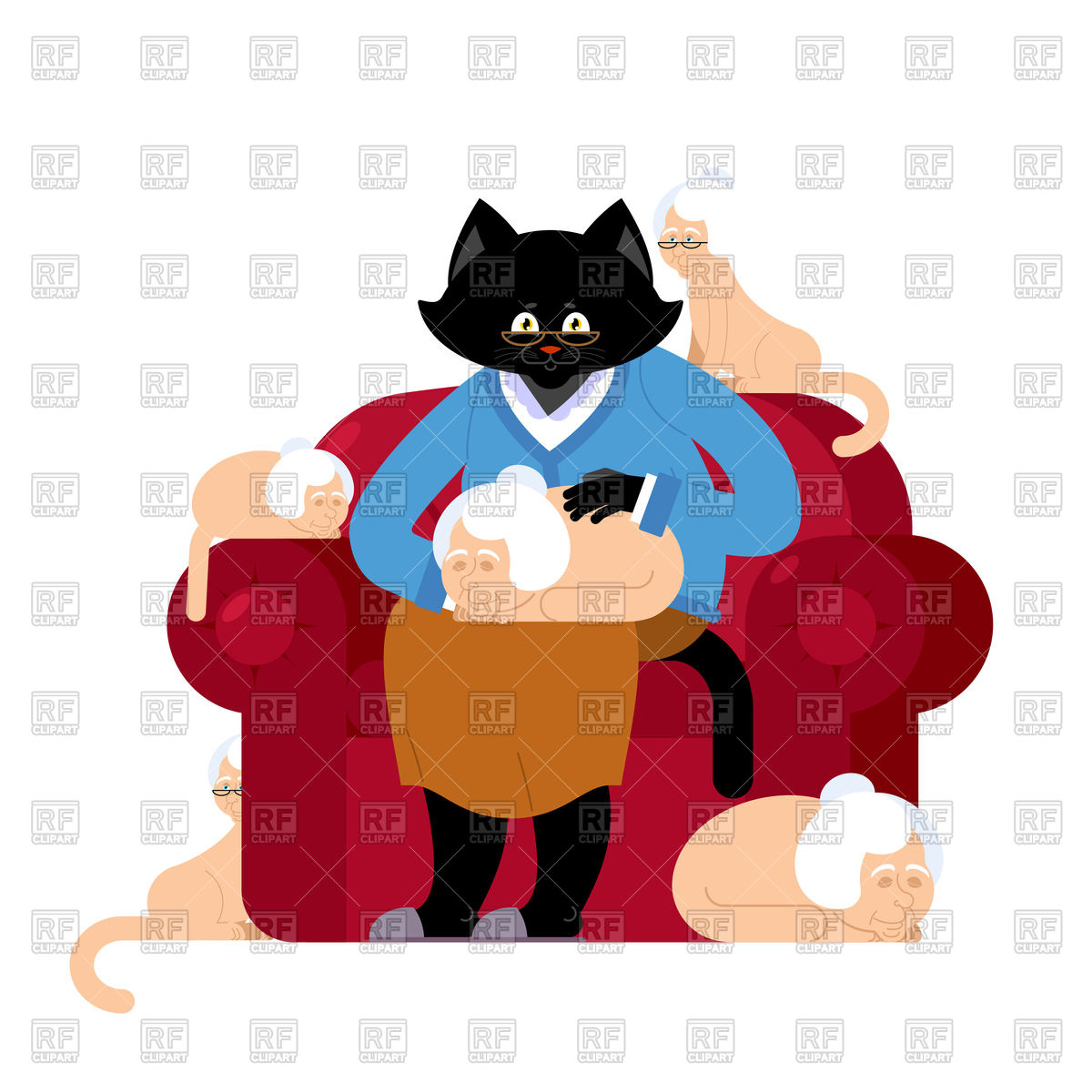 1200x1200 Cat And Grandmother In Parallel Universe Royalty Free Vector Clip