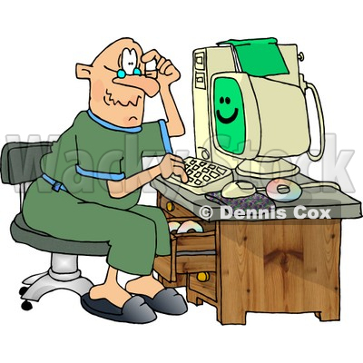 400x400 Grandpa Using A Computer Clipart Djart
