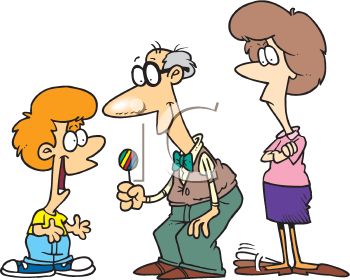 350x280 Royalty Free Clipart Image Of A Man Giving A Boy A Lollipop