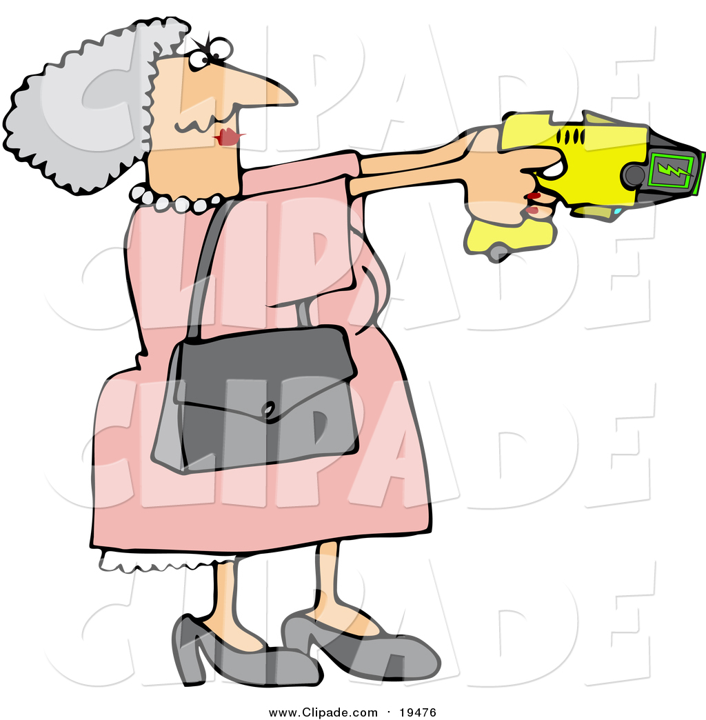 1024x1044 Clip Art Of A Caucasian Granny Defending Herself With A Taser Gun