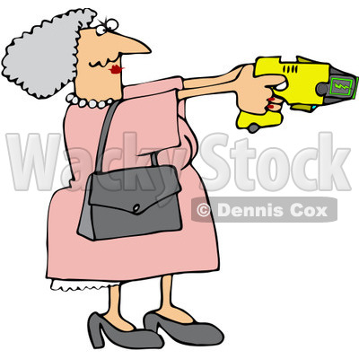 400x400 Free (Rf) Clip Art Illustration Of A Granny Defending Herself