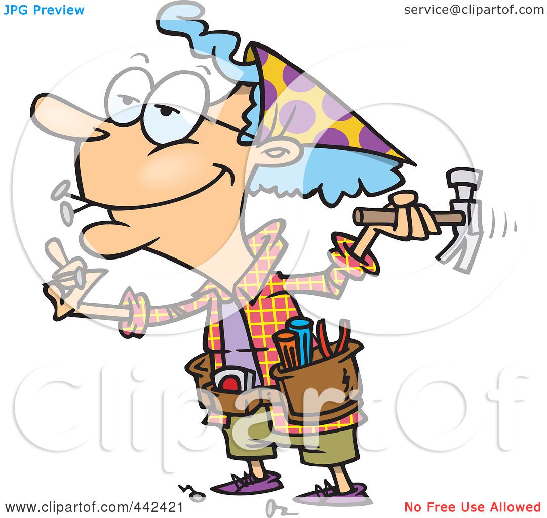1080x1024 Royalty Free (Rf) Clip Art Illustration Of A Cartoon Handy Granny