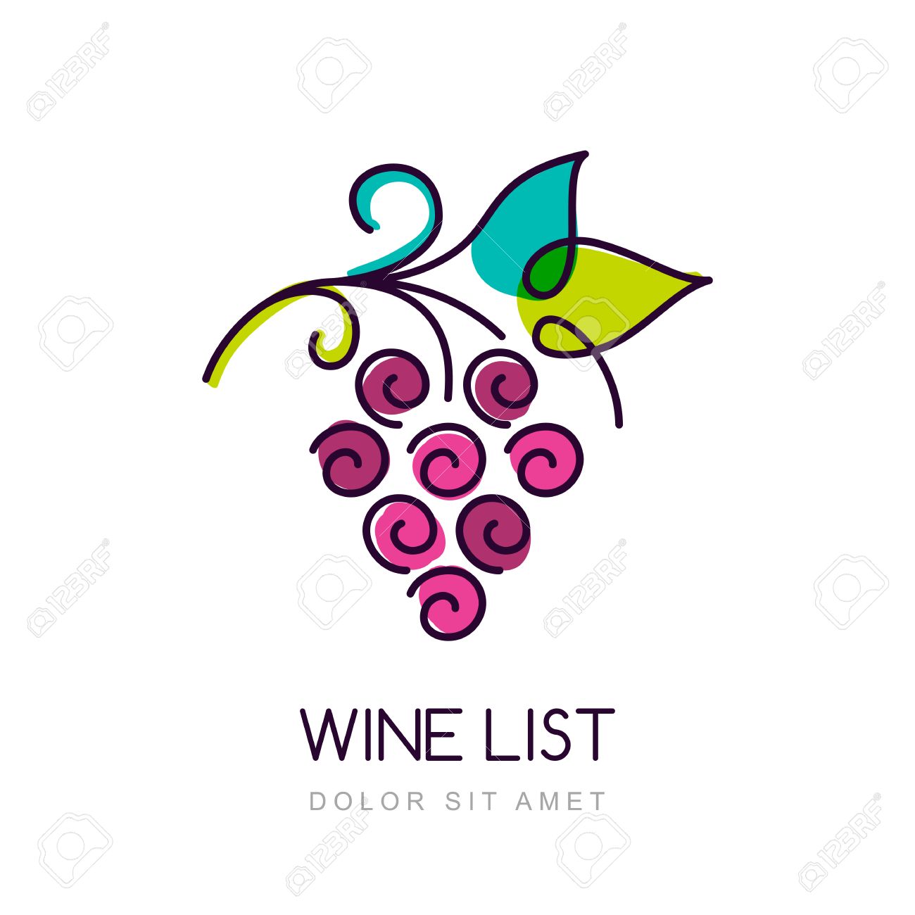 1300x1300 Vector Colorful Grape Vine Design Template. Concept For Organic