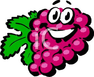 300x247 Smiling Cartoon Grape Bunch Clip Art Image